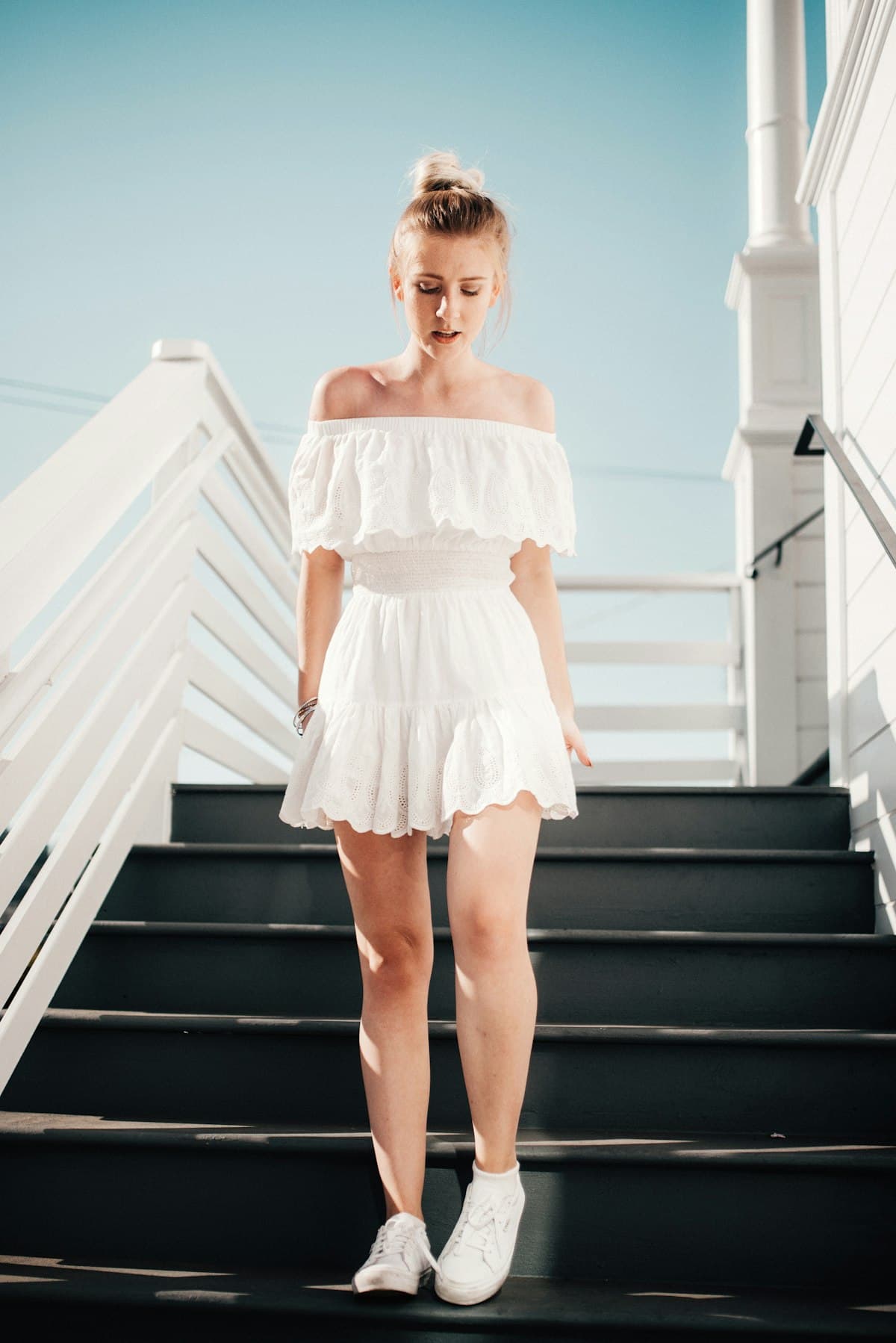 The ruffle mini dress, in ivory